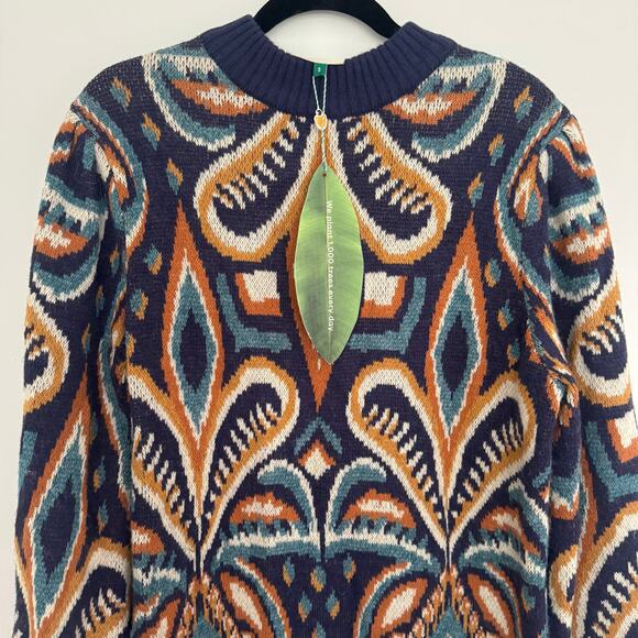 Farm Rio Blue Pineapple Ikat Sweater Dress - Picture 3 of 6